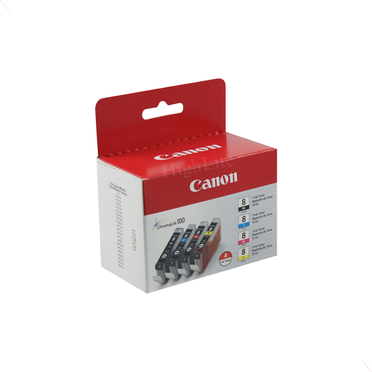 Canon 0620B010 (CLI-8) Cyan, Magenta, Yellow, Black Ink Combo Pack.
