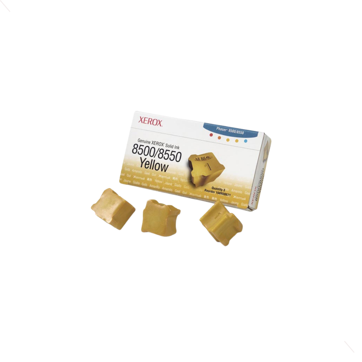 Xerox 108R00671 Phaser Yellow Solid Ink. 3 Sticks per Box.