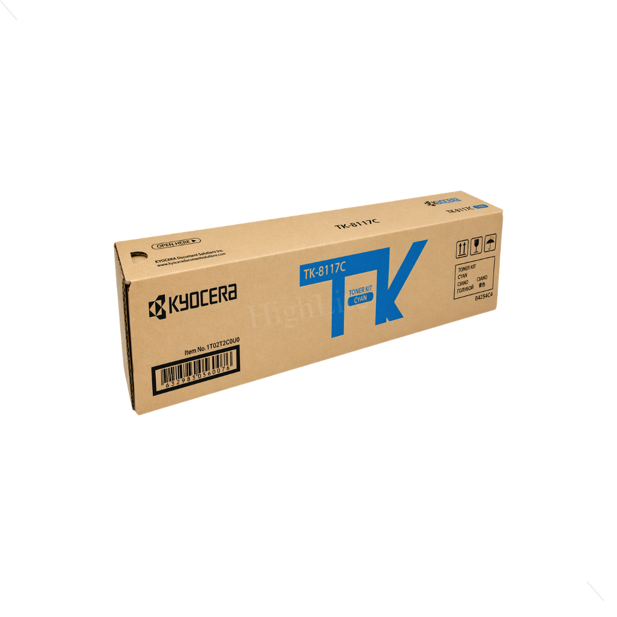 Kyocera 1T02P3CUS0 (TK-8117C) ECOSYS Cyan Toner Cartridge.