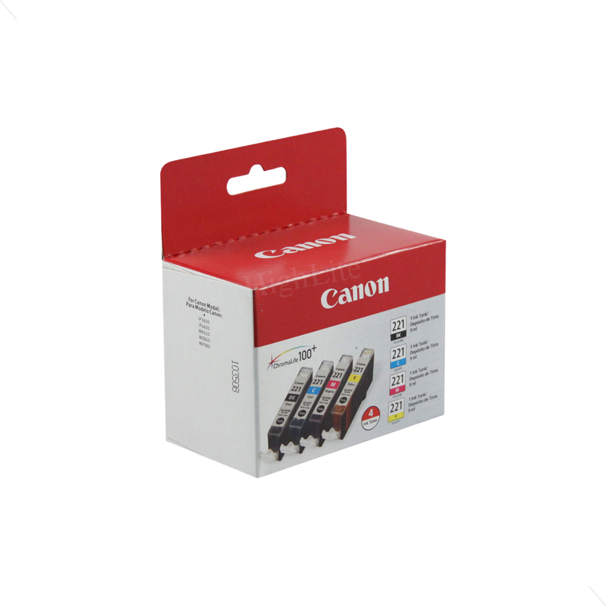 Canon 2946B004 (CLI-221) Cyan, Magenta, Yellow, Black Ink Combo Pack.