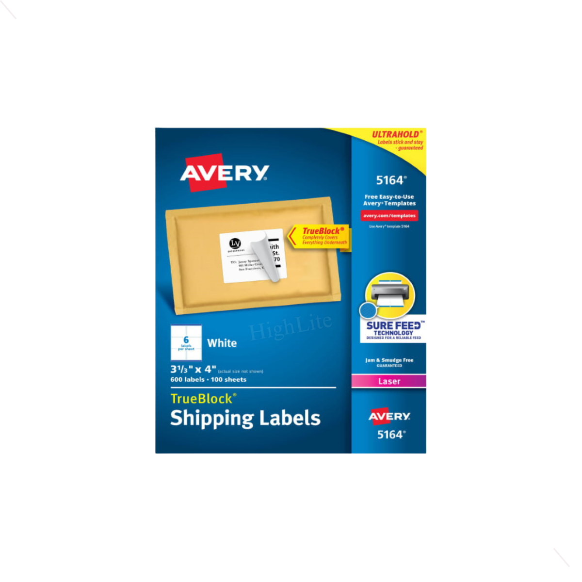 Avery 5164 Shipping Labels W/TrueBlock Technology for Laser Printers.